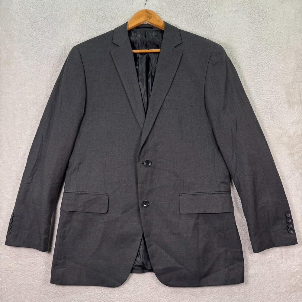 Carlo Lusso Blazer Jacket Mens 40R Charcoal Gray Microtech Performance Coat EUC